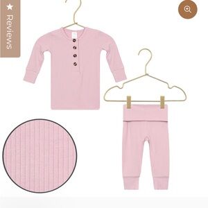 Kids Long Sleeve Button ribbed pajama set - Mauve
